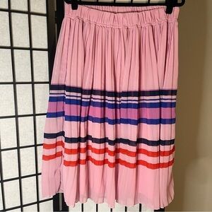 Junarose Pink A-Line Skirt with Colorful Stripes